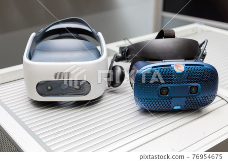Virtual reality helmet. VR headset. 3D rendering with virtual reality glasses. 76954675