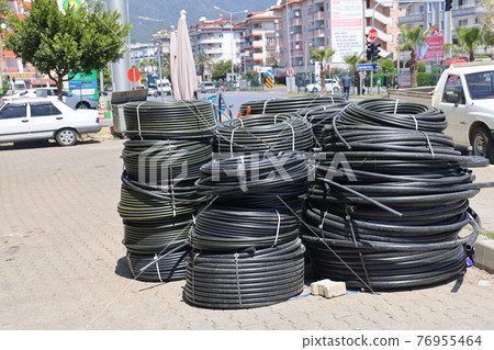 Coiled hoses at a construction site in a southern city, April 2021 Coiled hoses at a construction site in a southern city, April 2021 76955464