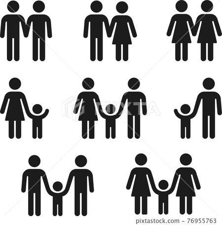 Couples and families icons 76955763