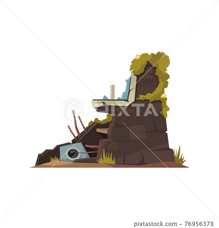 Destroyed House Wall Icon 76956378