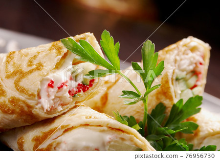 rolled pancakes cheese stuffed 76956730