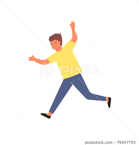 Running Kid Flat Composition Running Kid Flat Composition 76957793