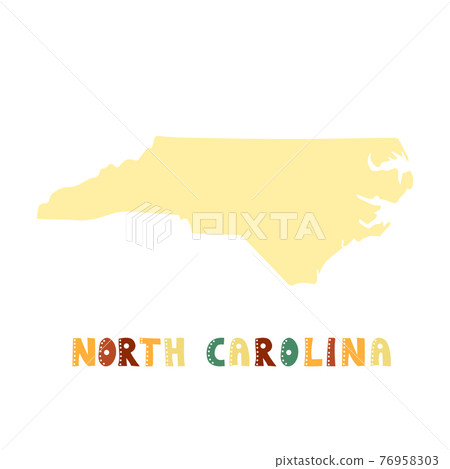 USA collection. Map of North Carolina - yellow silhouette 76958303