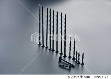 Set of self-tapping wood screws, grey background 76959174
