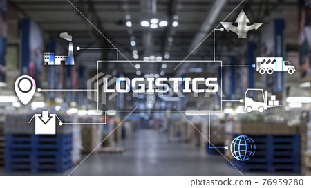 Logistics Transportation concept on blurred supermarket background 76959280