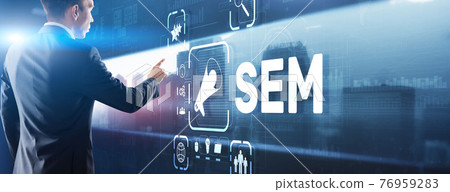 SEM Search Engine Optimization Marketing Ranking Traffic Website Technology Communication Concept 76959283