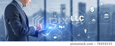 Limited Liability Company concept. Businessman touched LLC 76959335