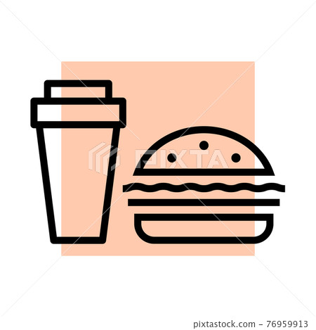 Illustration icon of coffee and hamburger outline 76959913