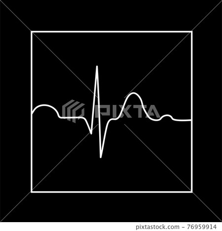 Health symbol with cardiogram on black background 76959914