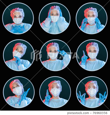 doctor portrait collage female surgeon set of 9 76960356