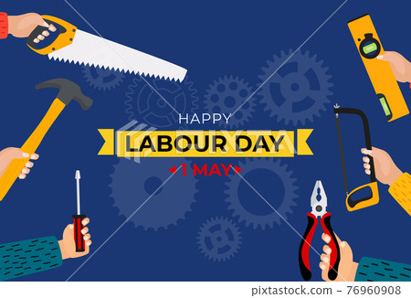 1 May Happy labour day background with working tools. Vector illustration 1 May Happy labour day background with working tools. Vector illustration 76960908