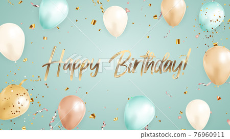 Happy Birthday congratulations banner design with Confetti and balloons for Party Holiday Background. Vector Illustration 76960911