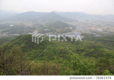 Bulgoksan Mountain. Yangju City. Pine Tree. Transmission Tower. Peak Bulgoksan Mountain. Yangju City. Pine Tree. Transmission Tower. Peak 76961978