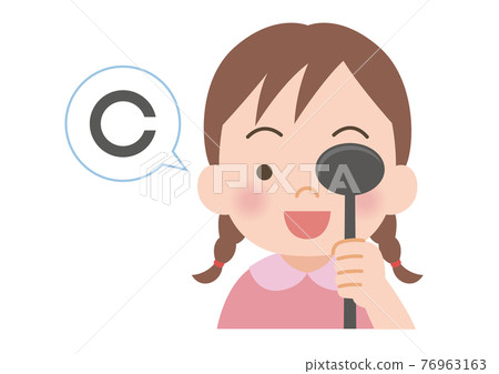Illustration of a girl doing a vision test Illustration of a girl doing a vision test 76963163