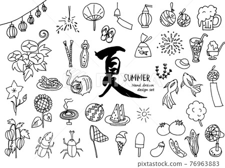 Hand-painted material set_Japanese tradition 76963883