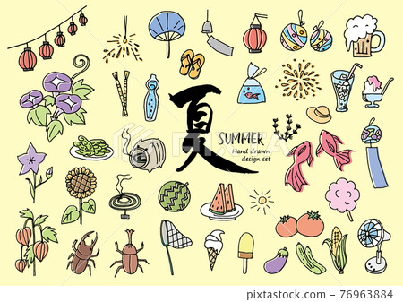 Hand-painted material set_Japanese tradition 76963884