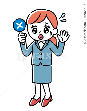 一個穿著西裝的女人拿著十字標籤的插圖 76964503