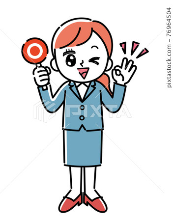 一個穿著西裝的女人拿著一張圓形鈔票的插圖 76964504