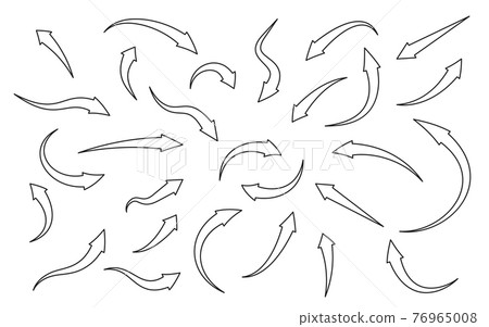 Black line arrow icon cursor curve sign set vector 76965008