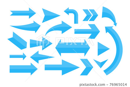 Blue arrow flat cartoon navigation sign set vector Blue arrow flat cartoon navigation sign set vector 76965014