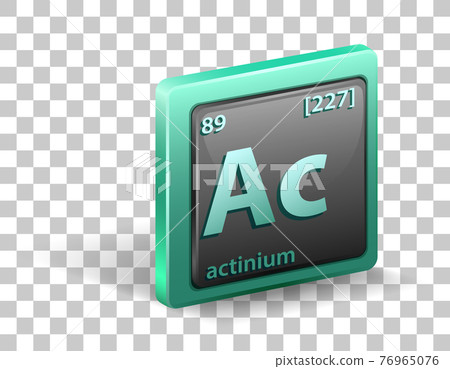 Actiniumchemical element. Chemical symbol with atomic number and atomic mass. 76965076