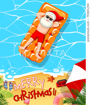 Santa Claus relax in the pool summer theme Santa Claus relax in the pool summer theme 76965294
