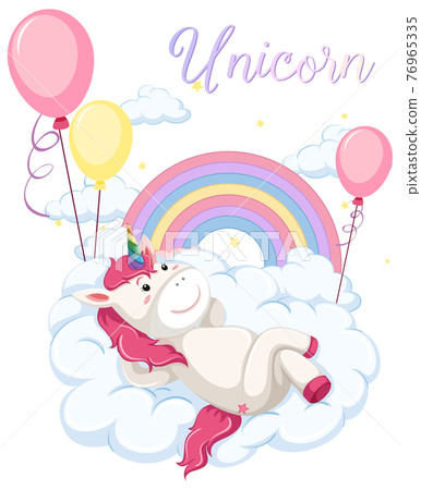 Cute unicorn on pastel color background 76965335