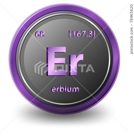 Erbium chemical element. Chemical symbol with atomic number and atomic mass. 76965620