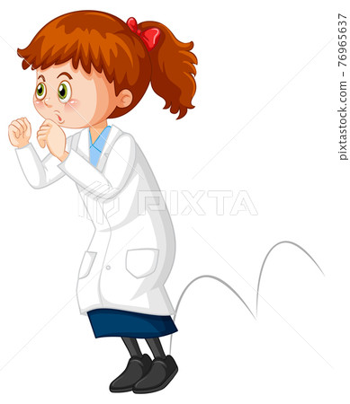 Cute girl cartoon character wearing science lab coat 76965637