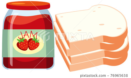 Strawberry jam with bread isolated 76965638