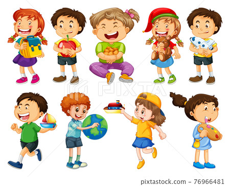 Set of different kid cartoon character isolated on white background Set of different kid cartoon character isolated on white background 76966481