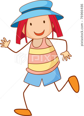 A girl wearing hat cartoon character in hand drawn doodle style A girl wearing hat cartoon character in hand drawn doodle style 76966486