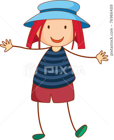 A girl wearing hat cartoon character in hand drawn doodle style A girl wearing hat cartoon character in hand drawn doodle style 76966489