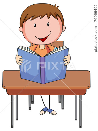 A boy reading book doodle cartoon character A boy reading book doodle cartoon character 76966492
