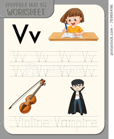 Alphabet tracing worksheet with letter V and v Alphabet tracing worksheet with letter V and v 76966496