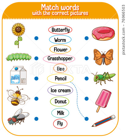 Match words with the correct pictures game for kids Match words with the correct pictures game for kids 76966503
