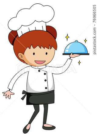 Little chef serving food cartoon character 76966505