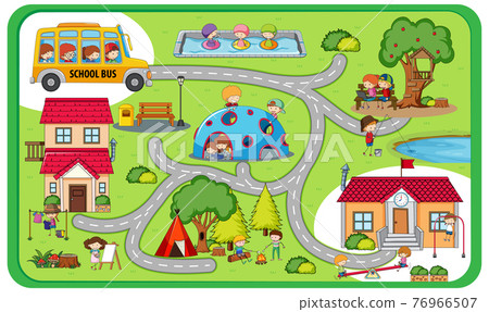Cute cartoon maze game template 76966507