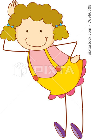 Cute girl cartoon character in doodle style isolated Cute girl cartoon character in doodle style isolated 76966509