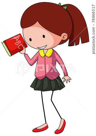 Cute girl doodle cartoon character isolated Cute girl doodle cartoon character isolated 76966517