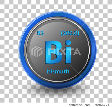 Bismuth chemical element. Chemical symbol with atomic number and atomic mass. Bismuth chemical element. Chemical symbol with atomic number and atomic mass. 76966771