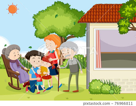 Member of family at home outdoor scene Member of family at home outdoor scene 76966811