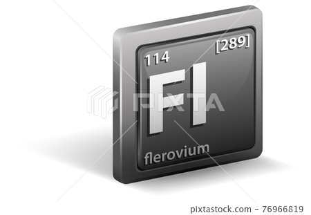 Flerovium chemical element. Chemical symbol with atomic number and atomic mass. 76966819