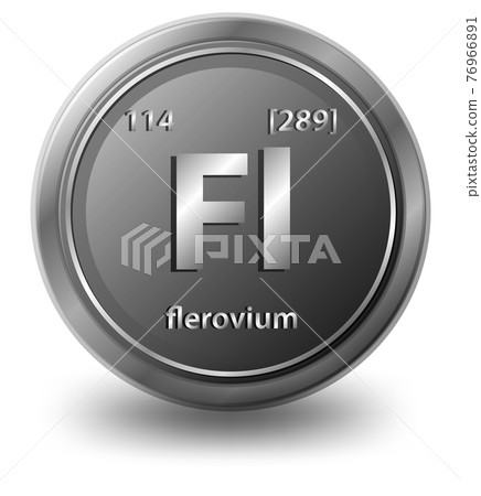 Flerovium chemical element. Chemical symbol with atomic number and atomic mass. 76966891