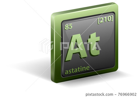 Astatine chemical element. Chemical symbol with atomic number and atomic mass. Astatine chemical element. Chemical symbol with atomic number and atomic mass. 76966902