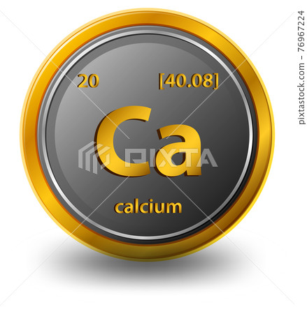 Calcium chemical element. Chemical symbol with atomic number and atomic mass. 76967224