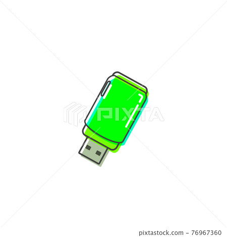 Flat Flash drive Outline Cartoon Style Suitable for Sticker, Icon. Isolated on a white background Flat Flash drive Outline Cartoon Style Suitable for Sticker, Icon. Isolated on a white background 76967360