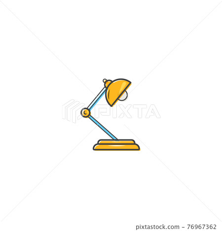 Flat Desk lamp Outline Cartoon Style Suitable for Sticker, Icon. Isolated on a white background 76967362