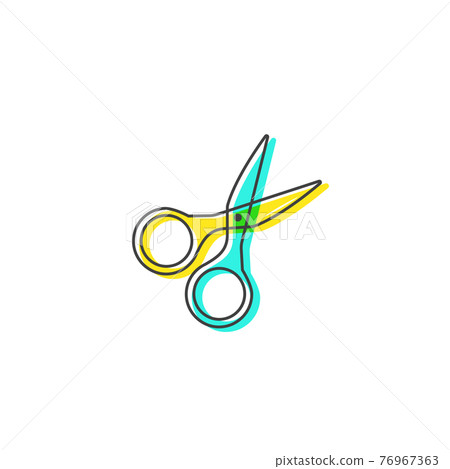 Flat scissor Outline Cartoon Style Suitable for Sticker, Icon. Isolated on a white background Flat scissor Outline Cartoon Style Suitable for Sticker, Icon. Isolated on a white background 76967363