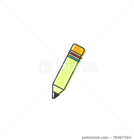 Flat pencil Outline Cartoon Style Suitable for Sticker, Icon. Isolated on a white background Flat pencil Outline Cartoon Style Suitable for Sticker, Icon. Isolated on a white background 76967364